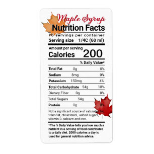 Etiqueta Maple Syrup Nutrition Facts with Leaves (Fatos de