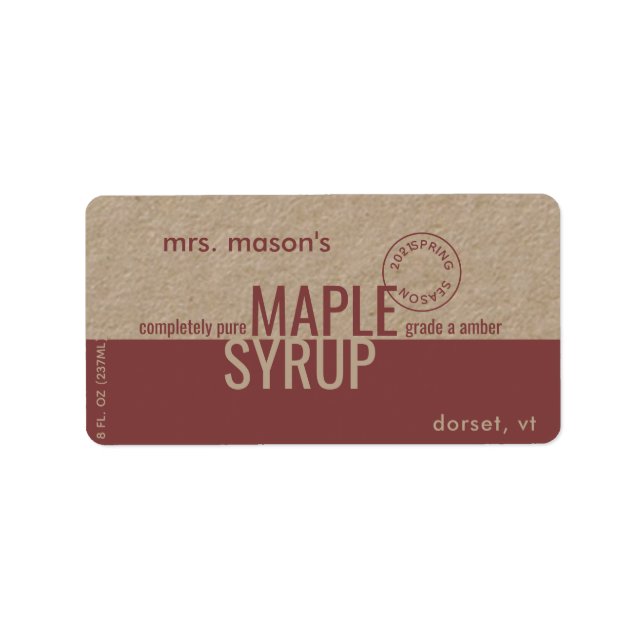 Etiqueta Maple Syrup Primavera Season Kraft e Brown Label (Frente)