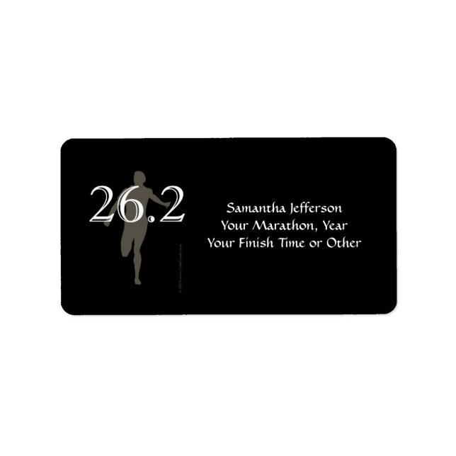 Etiqueta Maratona Personalizada 26.2 Guardar Preto (Frente)