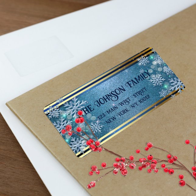 Etiqueta Maravilha Azul E Dourada de Natal Mágico (Criador carregado)