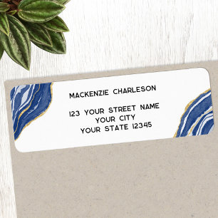 Etiqueta Marble Agate Geode Blue Return Address