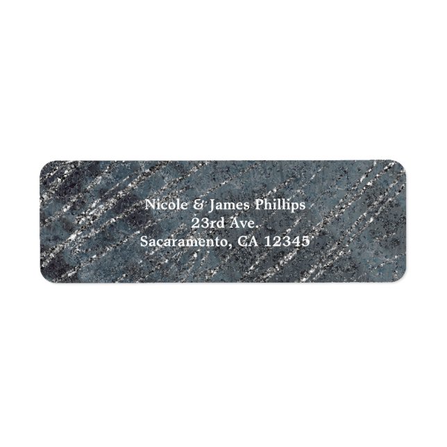 Etiqueta Marble Moderno Preto Verde Cinza Designer Chic (Frente)