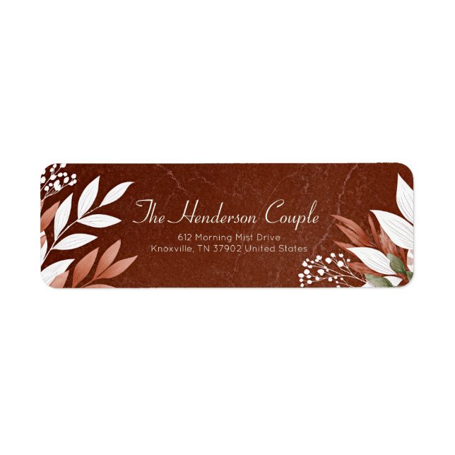 Etiqueta Marble Sienna Earthy Botanical Border (Frente)