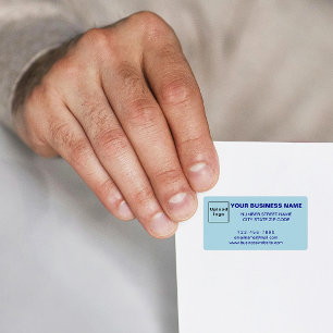 Etiqueta Marca Azul Monocromática de Negócios no Rótulo de
