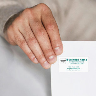 Etiqueta Marca Comercial em Texto Verde Teal no Rótulo de E