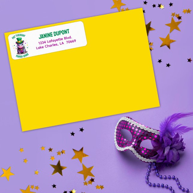 Etiqueta Mardi Gras Fat Terça-feira Hippo Sticker (Criador carregado)