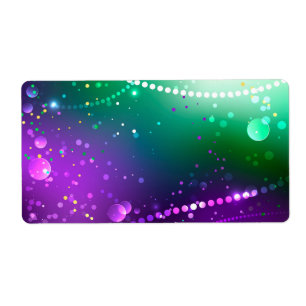 Etiqueta Mardi Gras Festivo Purple Background