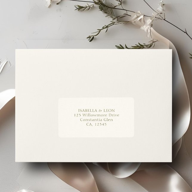 Etiqueta Marfim | Endereço de Casamento Simples (Criador carregado)