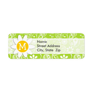 Etiqueta Margarida em Paisley verde cor de limão; Floral