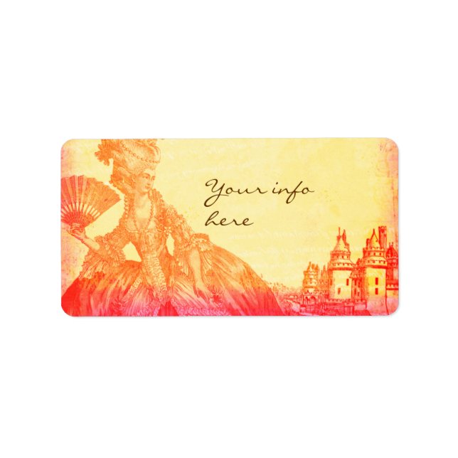Etiqueta Marie Antoinette em Sunset com Castelo Labels (Frente)