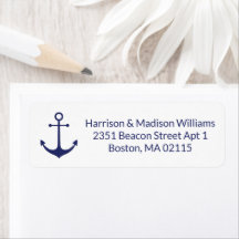 Marinho azul-âncora náutica Endereço de devolução 