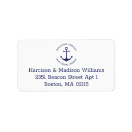 Etiqueta Marinho azul-âncora náutica monograma Endereço de 