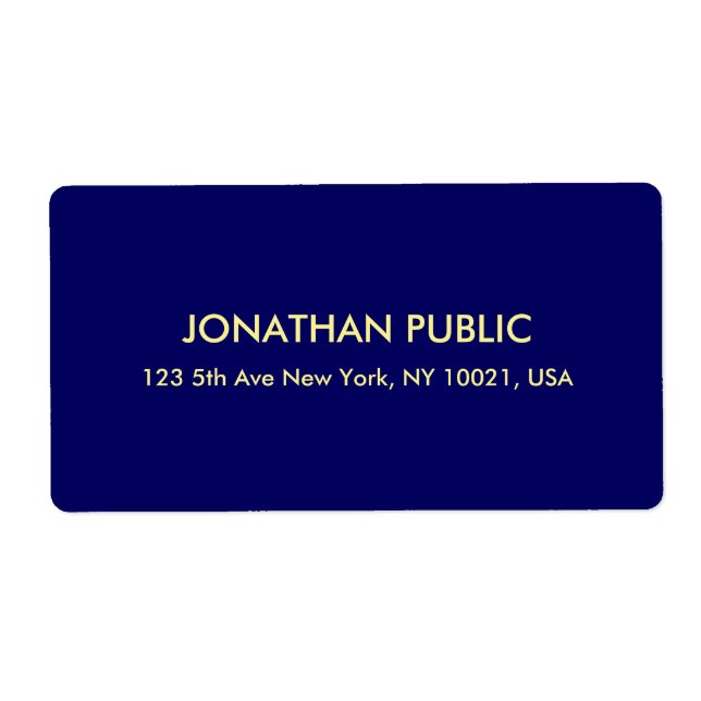 Etiqueta Marinho Azul Dourado Procura Modelo Endereço de En (Frente)