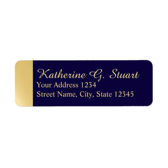 Etiqueta Marinho Azul e Dourado Moderno Elegante (Frente)