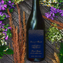 Marinho Azul e Gelam Dourado Confetti Garrafa de V