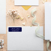 Marinho Azul Nome Estilizado Endereço de Devolução