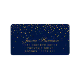 Etiqueta Marinho Blue & Glam Dourado Casamento Confetti