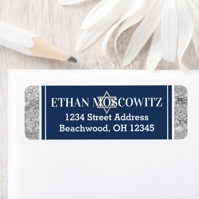 Etiqueta Marinho, Cinza, Estrela Branca do Bar David Mitzva (Insitu)