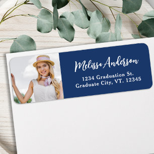 Etiqueta Marinho de Fotografia Personalizado Endereço de De