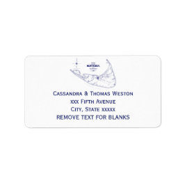 Etiqueta Marinho de Mapa de Vintagem do MÃE da Ilha Nantuck