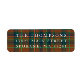 Etiqueta Marinho de Natal Xadrez Laranja Endereço de Devolu