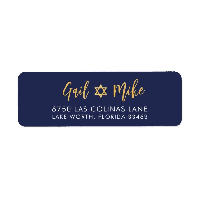 Etiqueta MARINHO de ouro azul-judeu STAR moderno (Frente)