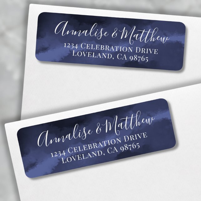 Etiqueta Marinho Elegante Clássico Endereço de Devolução Az (Classic Elegant Navy Blue Wedding Return Address label)