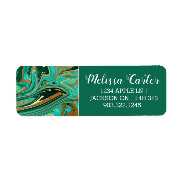 Etiqueta Mármore Líquido Verde e Dourado (Frente)