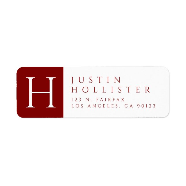 Etiqueta Maroon e Branco | Endereço de devolução clássico (Frente)