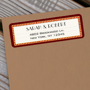 Etiqueta Marquee de Cinema Retro Endereço de Casamento de S