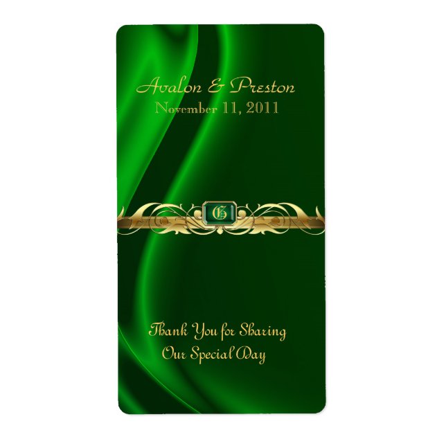 Etiqueta Marquês Green Silk Dourado Scroll Wine Nuptura Rót (Frente)