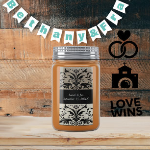 Etiqueta Marrom Bumble Bee Damask Salvar Data
