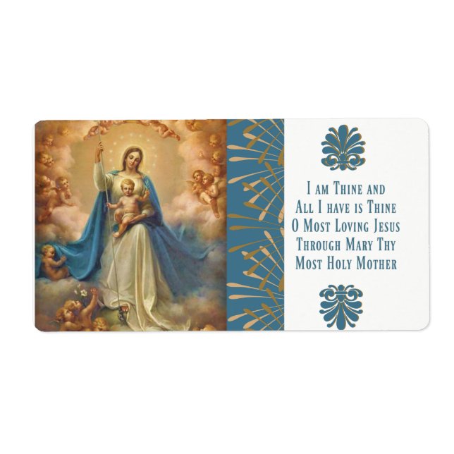 Etiqueta Mary Queen of Heaven Jesus Angels (Frente)
