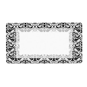 Etiqueta Máscara Caligráfica Branca e Preta Elegante