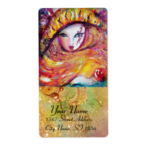 ETIQUETA MÁSCARA CARNIVAL AMARELO COM ROSA VERMELHA