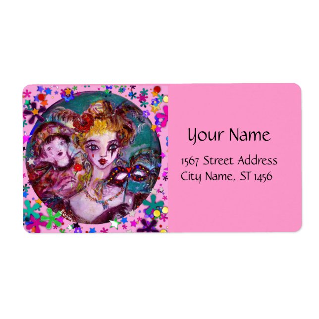 Etiqueta MÁSCARAS E CONFETTI DE MASCARADA VENETINA namorado (Frente)