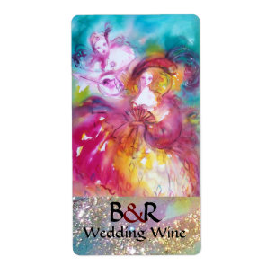 Etiqueta Máscaras Venetian de PIERROT E de ARLECCHINA que