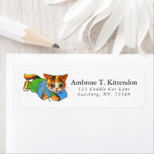 Etiqueta Mascot de Escritores de Gato de Cartoon Retro 1930