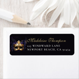 Etiqueta Masquerade Mask Purple Dramatic Return Address