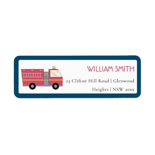 Etiqueta Material de Aniversário de Bombeiros Vermelhos (Frente)