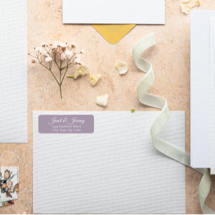 Etiqueta Mauve Stylized Names Endereço de Devolução de Casa