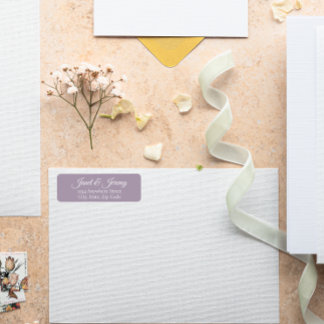 Etiqueta Mauve Stylized Names Endereço de Devolução de Casa