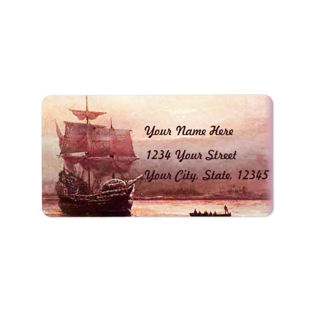 Etiqueta Mayflower no Hudson Harbour Address Labels (Frente)