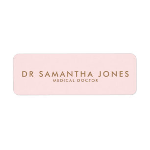 Etiqueta Médico Moderno Minimalista Rosa Profissional