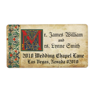 Etiqueta medieval do casamento do manuscrito