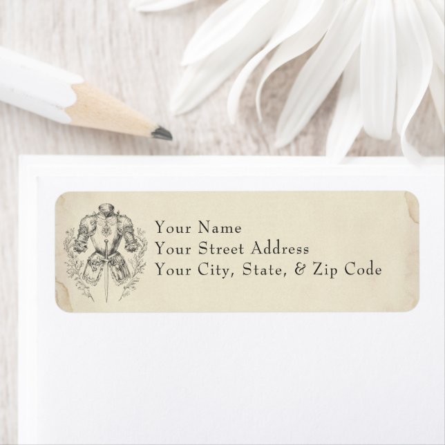 Etiqueta Medieval Fantasy Armor Black Etching Wedding (Insitu)