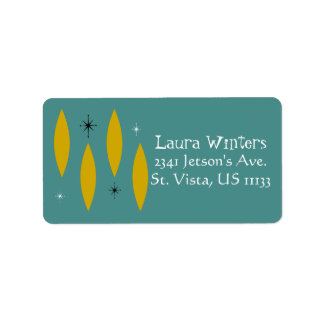 Etiqueta meio século Moderno Oval, Starbursts, Dourado em T