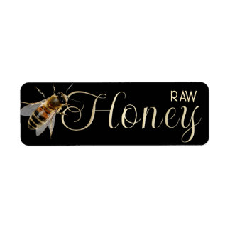 Etiqueta Mel local bruto com preto Dourado de Abelhas de me