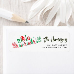 Etiqueta Mele Kalikimaka Natal Moderno