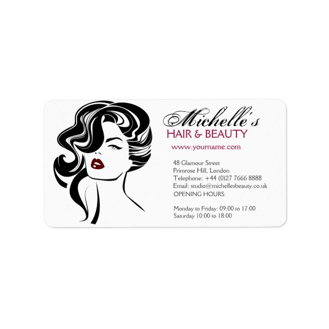 Etiqueta Menina bonita com ícone da composição do cabelo (Frente)